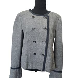 ⭐️Ann Taylor Loft Gray Knit Double Breasted Professional Blazer Jacket Sz L